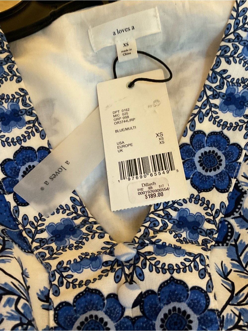 Blue and White Floral Maxi Dress with Waist Tie - Picture 8 of 9